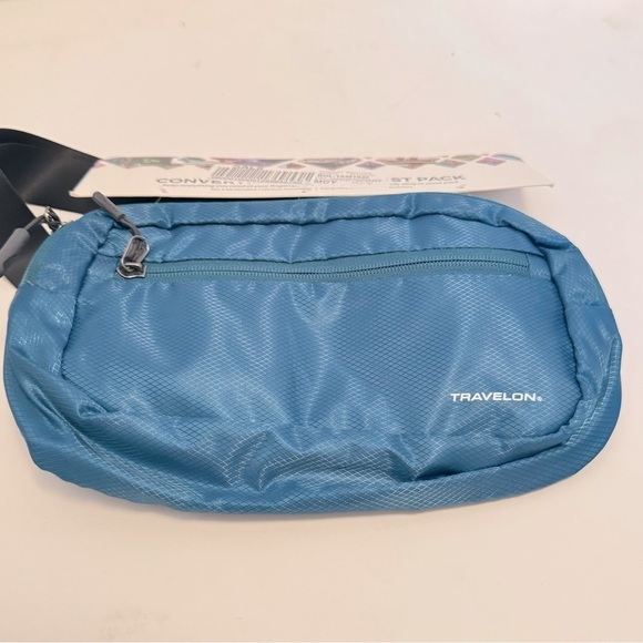 Travelon  Anti-theft Sling, RFID peacock teal Convertible Waist fanny pack bag - Picture 8 of 10